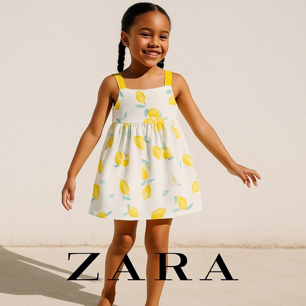 ZARA Kids | Yellow | LEMON PRINTED JACQUARD DRESS - Picture 5 of 5